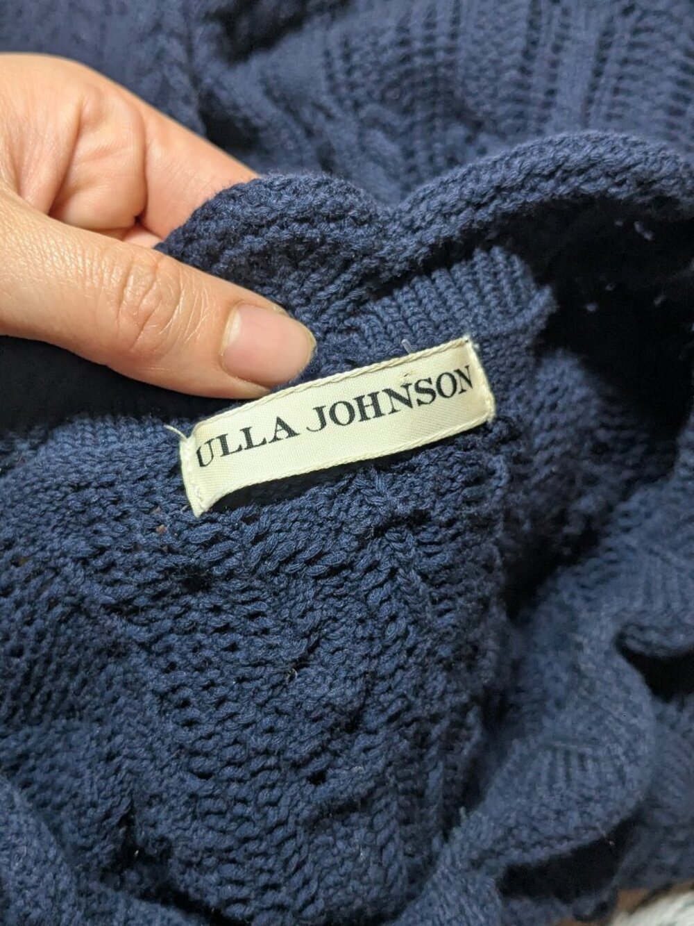 Ulla Johnson Celeste Pullover Navy Blue Open Knit Sweater High Neck Size Small - Picture 6 of 8